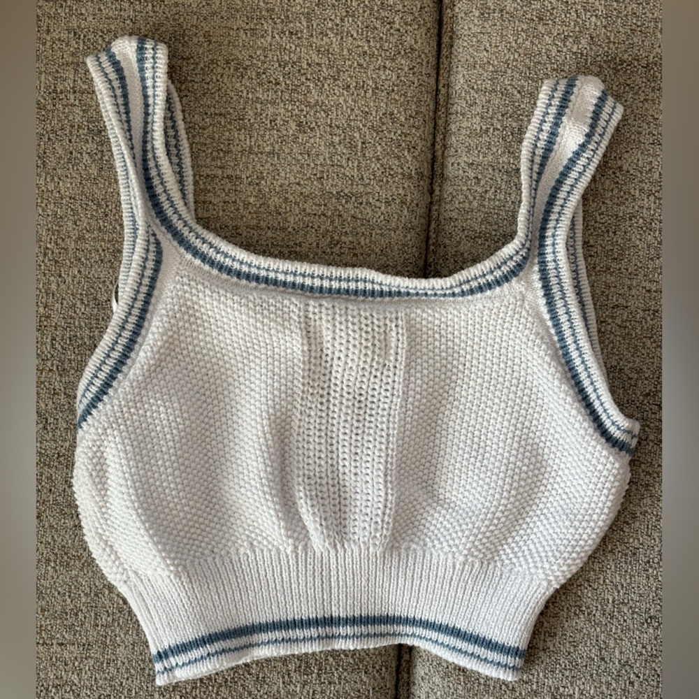 White and Blue Knitted Top